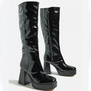 New Circus NY Women's Sandy Knee High Boot Black Patient shiny tall boots 5.5